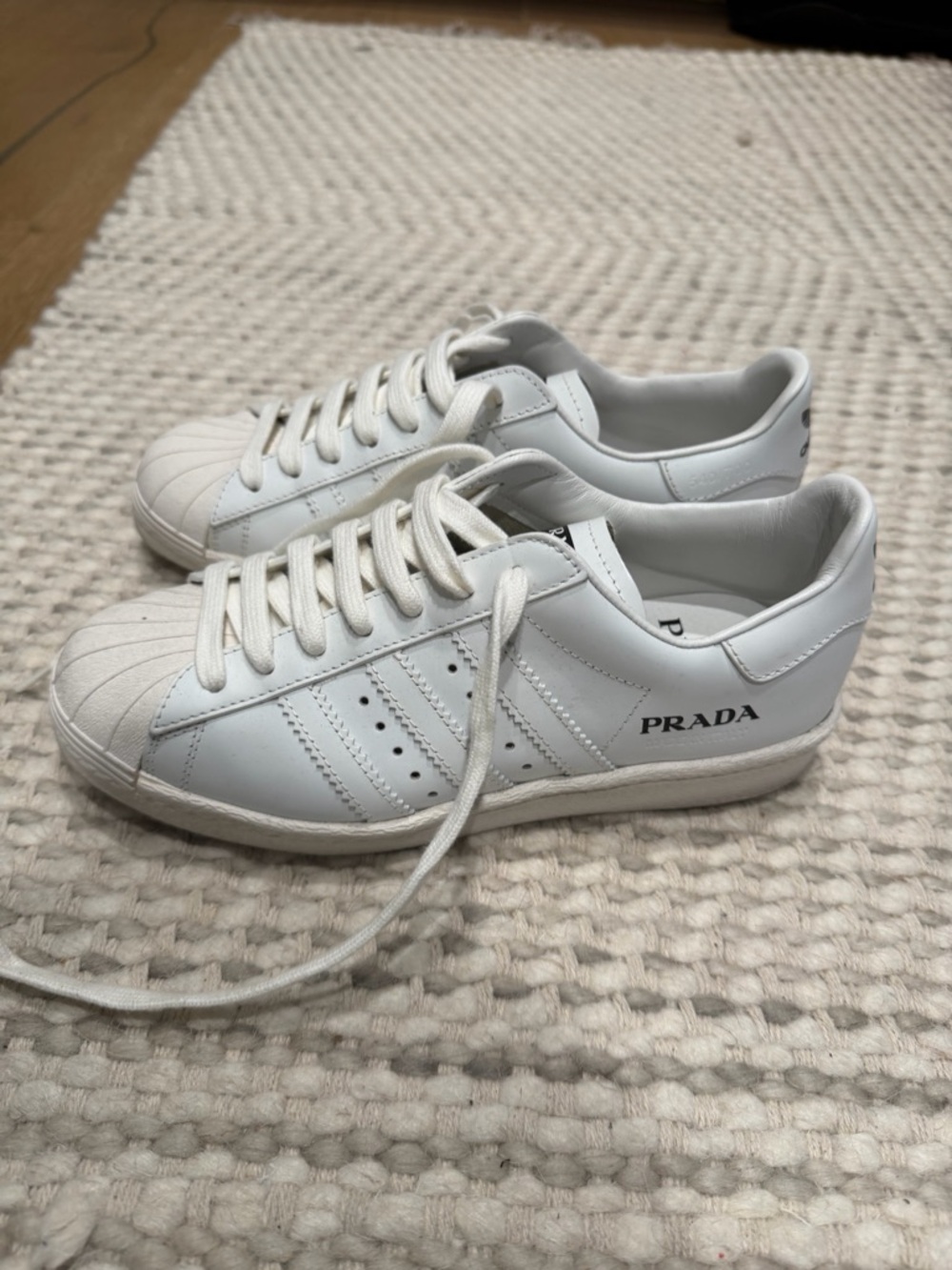 Prada White Low-Top Leather Sneakers